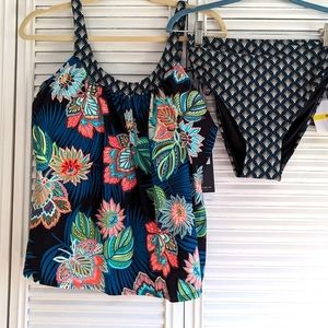 Matching bra-sized tankini and bikini bottom